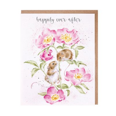 Mice amongst roses engagement or wedding card