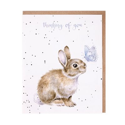 Rabbit and butterfly thinking of you card