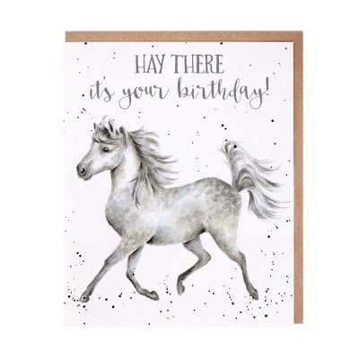 Grey horse birthday card