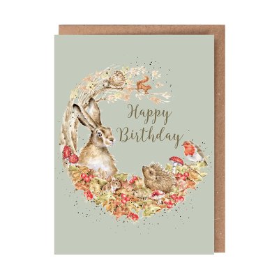 Woodland animal birthday card