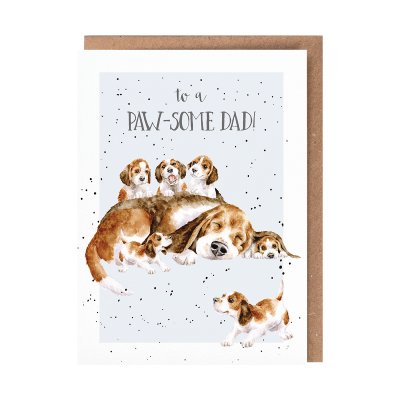 Illustrated beagle and puppy dad card