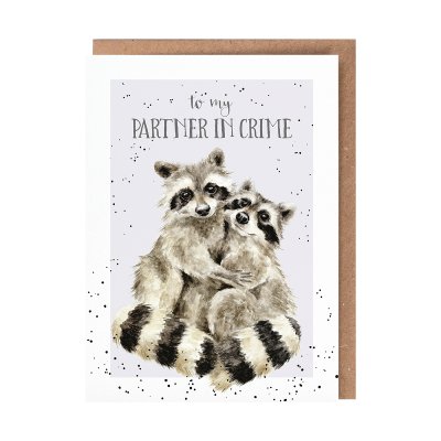 Illustrated racoon anniversary card