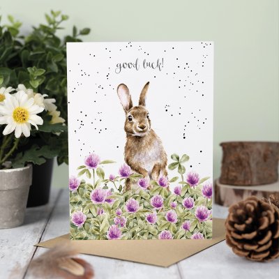 'The Clover Patch' Rabbit Good Luck Card