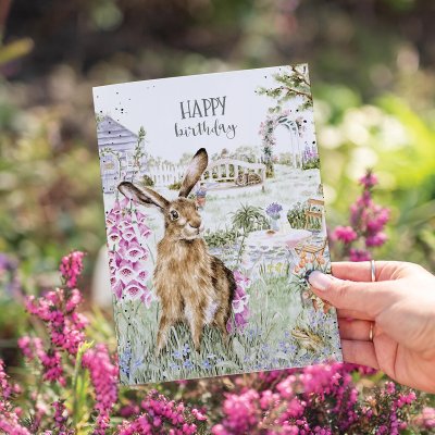 'The Wild Garden' Hare Birthday Card