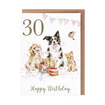 'Birthday Pawty' Dog 30th Birthday Card