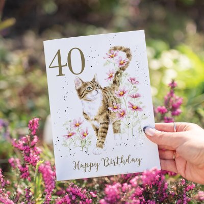 'Harmony' Cat 40th Birthday Card