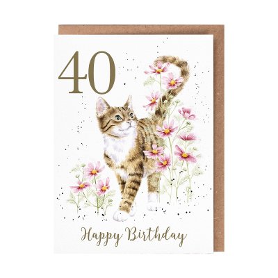 'Harmony' Cat 40th Birthday Card