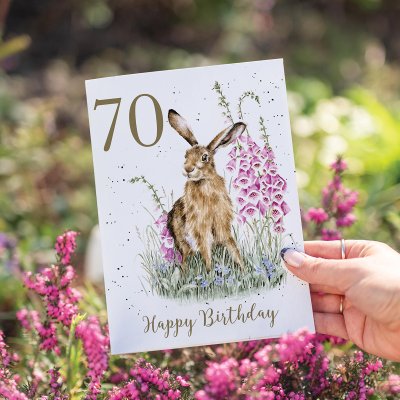 'The Wild Garden' Hare 70th Birthday Card