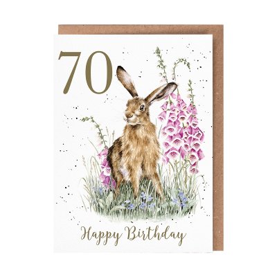 'The Wild Garden' Hare 70th Birthday Card