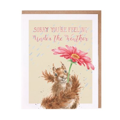Squirrel and flower get well soon card