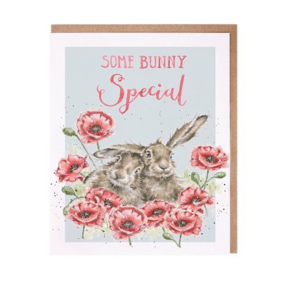 Hare and poppies anniversary card