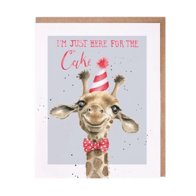 Giraffe in a bow tie and party hat birthday card