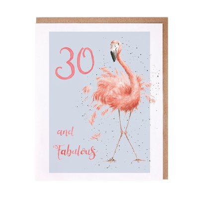 Flamingo 30th birthday card