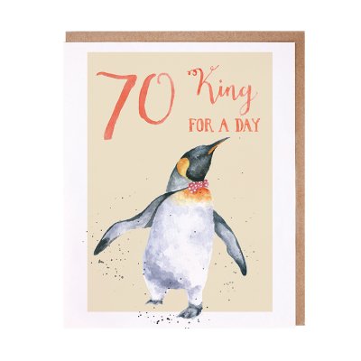 Penguin in a bow tie 70th birthday card