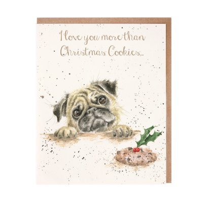 Pug and a cookie Christmas card