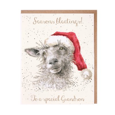 Sheep in a Santa hat Christmas card