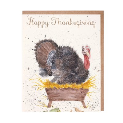 Turkey on a manger Thanksgiving card