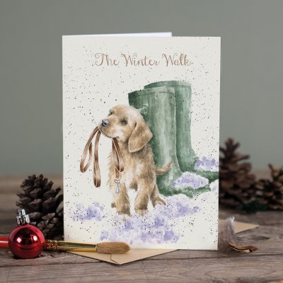 &#039;The Winter Walk&#039; labrador card