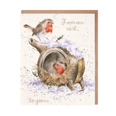 Robin nest Christmas card