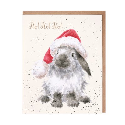 Rabbit in a Santa hat Christmas card