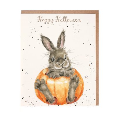 Rabbit in a pumpkin Halloween card
