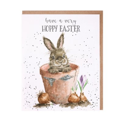 Rabbit in a plant pot Easter card