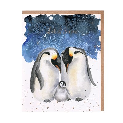 Penguin family Christmas card