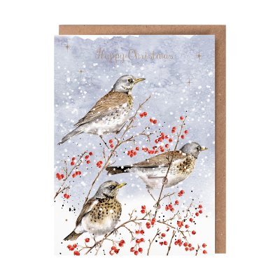 Fieldfares illustrated Christmas card
