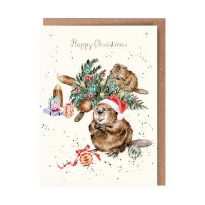 Beaver illustrated Christmas card