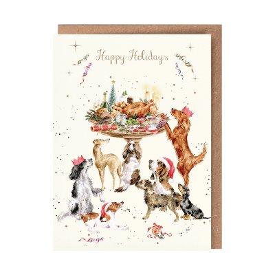 A festive feast dog illustrated Christmas card