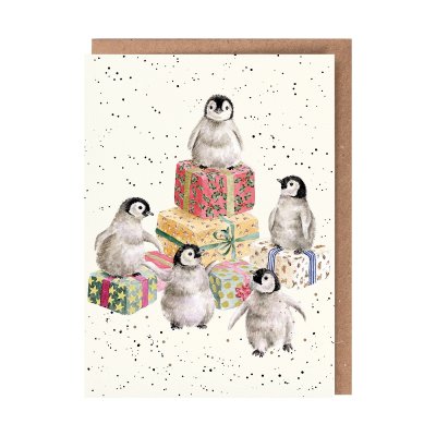 Penguin and presents Christmas card