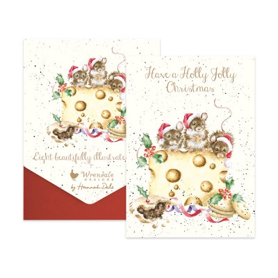 Festive mice and cheese illustrated Christmas card pack