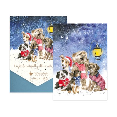 Carol singing dogs boxed Christmas card pack