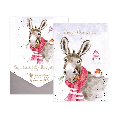 Donkey and robin boxed Christmas card pack