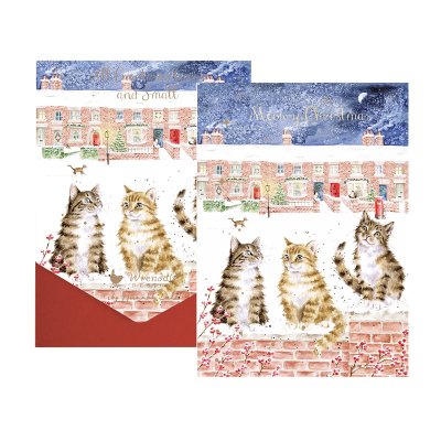 'In the Lane Snow is Glistening' Cat Christmas Card Pack