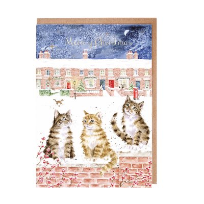 'In the Lane Snow is Glistening' Cat Christmas Card Pack