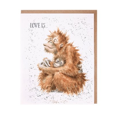 Orangutan and baby greeting card