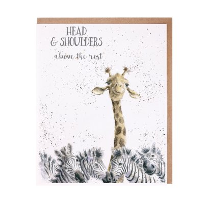 Giraffe and zebra greeting card