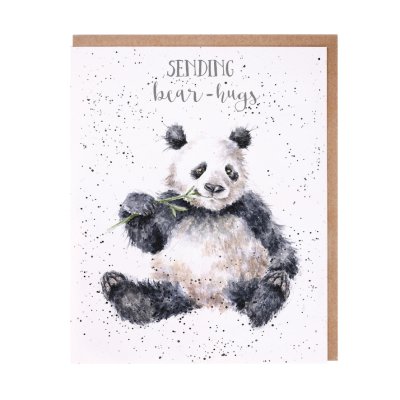 Panda eating bamboo greeting card