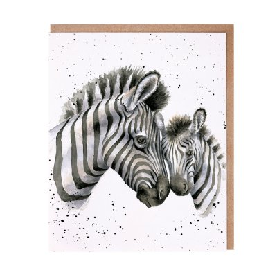 Zebra and zebra foal greeting card