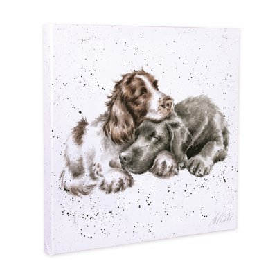 Growing old Together spaniel and Labrador canvas print