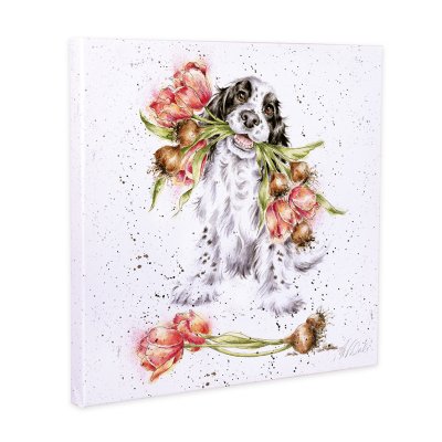 Blooming with Love spaniel canvas print