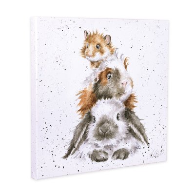 Piggy in the Middle rabbit, guinea pig and hamster canvas print