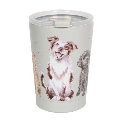 Thermal travel cup with dog print