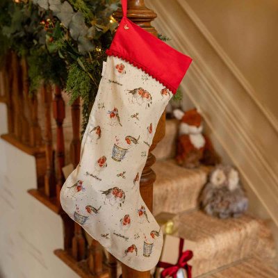 &#039;Season&#039;s Tweetings&#039; robin Christmas Stocking
