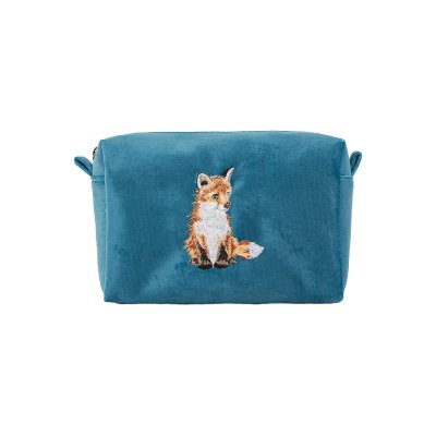 Embroidered fox make up bag