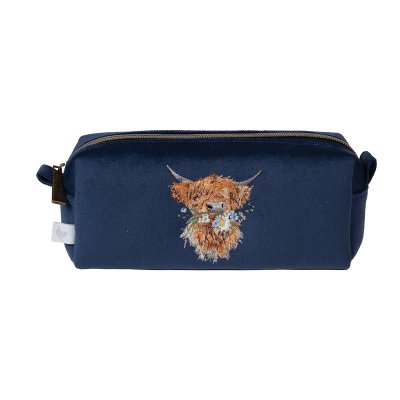 'Daisy Coo' Highland Cow Embroidered Make Up Brush Bag 