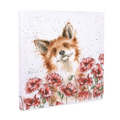 Poppy Fields fox canvas print