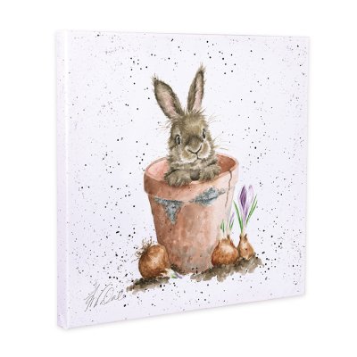 'The Flower Pot' Rabbit Canvas
