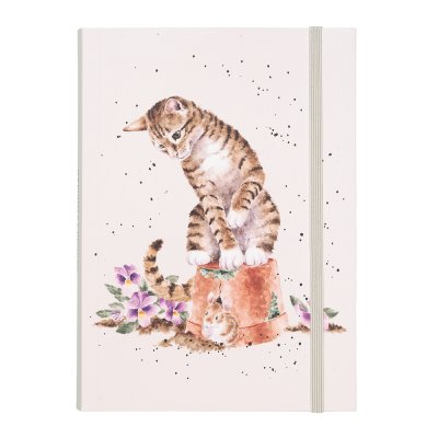 Illustrated cat and mouse notebook with flexible cover